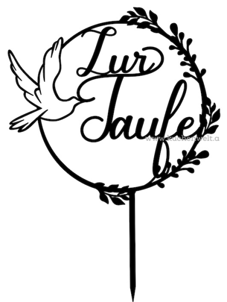 Topper "Zur Taufe"  mit Ranke und Taube